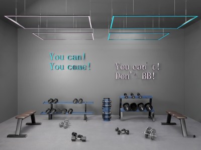 现代健身房哑铃区3D模型下载